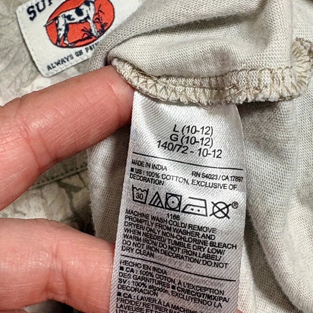 Old Navy Shirt and Pants Set Boys L/XL Tan Leaf Print Tech Taper Cargo Outfit